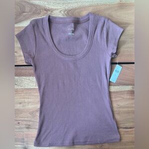 Pilcro Slim Fit Scoop Neck Tee